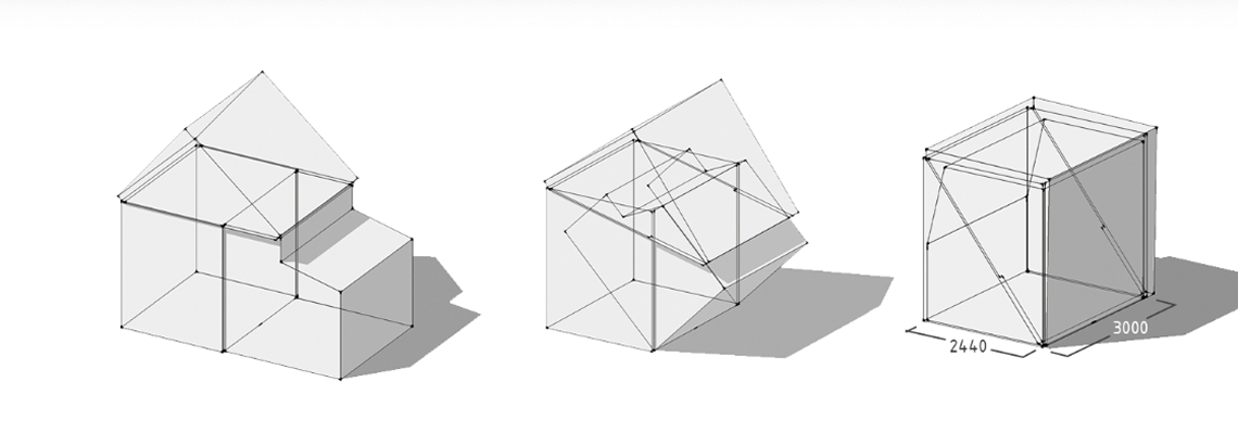 Brette Haus Rustic two-storey folding cabin exterior