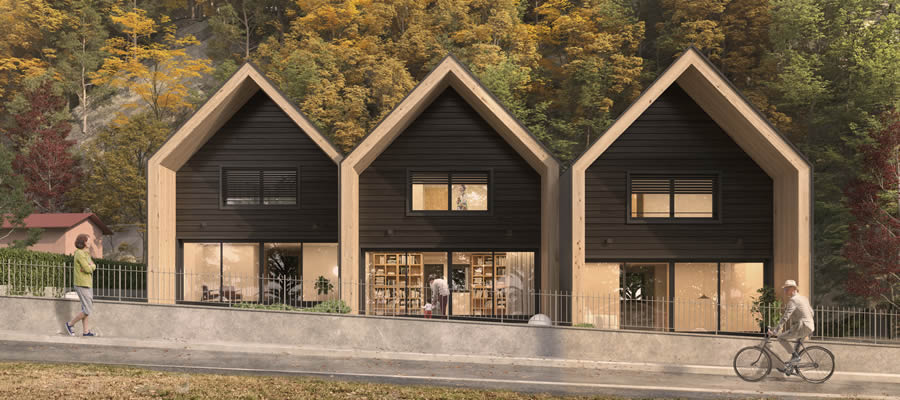 M.A.Di folding A-frame prefab home exterior